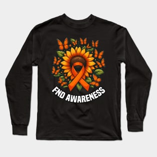 Fnd Awareness Ribbon Sunflower With butterflies Long Sleeve T-Shirt